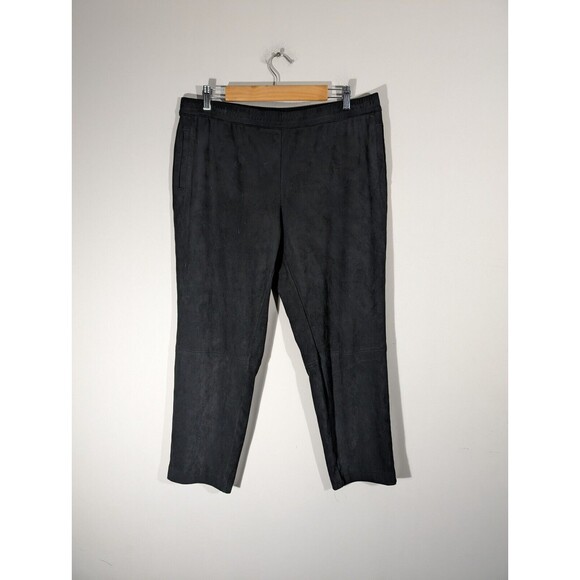 J. Jill Wearever Pants Women Petite L Black Faux Suede Pull-On Classic Ankle - Picture 1 of 6